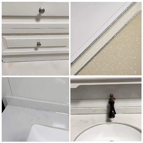 Itseliimautuva tiivistenauha, polyuretaani tiivisteteippi kylpyammeeseen, kylpyhuoneeseen, WC:hen, keittiöön (l: 7,5 mm, hopea)