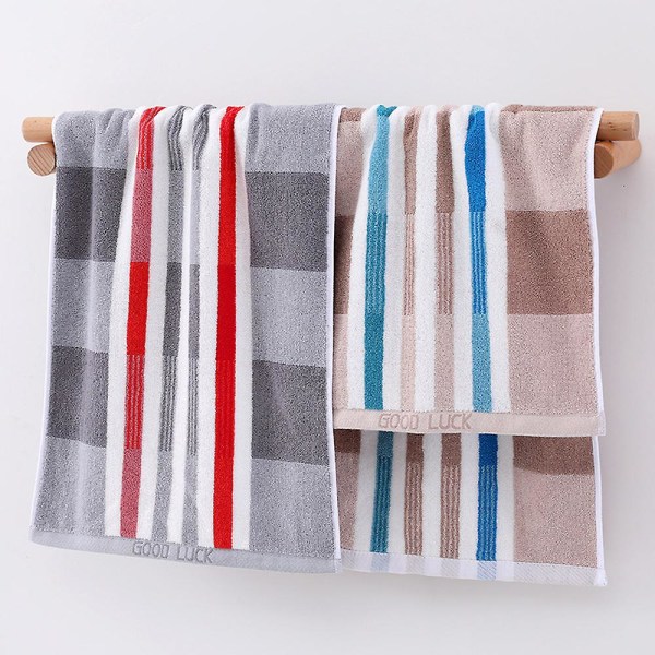 Håndklær Sett med 2 Stripete Mønster, Mykt Absorberende Bomullshåndkle for Bad, 34*72cm Style 4 34*72cm