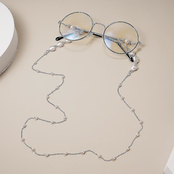 Mote Brillekjede Lanyard Brillekjede Beskyttelseskjede Perle Kjærlighetshjerte (2 stk)