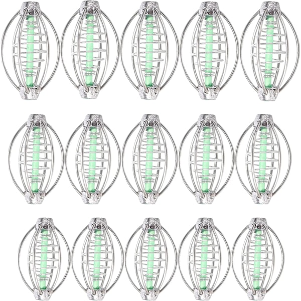 15 stycken Inline Feeder-fiskebete, matningskorg i rostfritt stål, fiskebetebur 5cm 6cm 7cm för fiskeutfodring