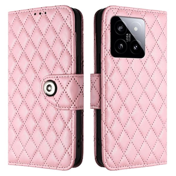 Rombeformet læderetui til Xiaomi 14 Pink
