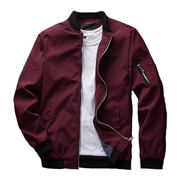 Flight Bomber Jakke Mode Afslappet Lynlåslukning Trendy Jakker Frakke Mænd 4XL Red