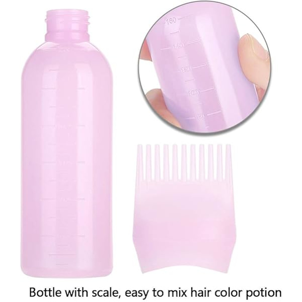 3 väriä Hiusvärin levityspullo Shampoopullo Öljyvärin annostelija Applikatoriharjan kärjellä varustettu työkalu 120 ml:n kapasiteetilla hiusten värjäykseen (vaaleanpunainen)