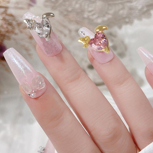 10 st 3D kanin nagelcharms strass diamanter glitter roterbar nagelkonst kanin metall charms design för nagelkonst dekoration diy hantverk tillbehör style2