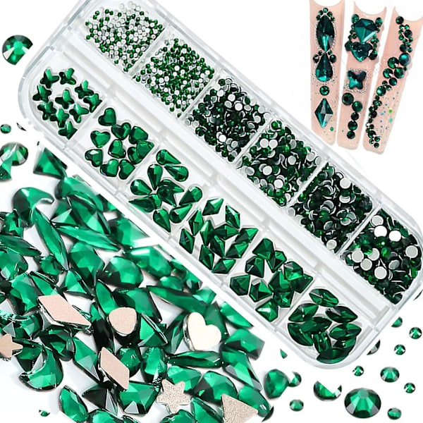 Rhinestones för naglar set, nagelkonst strass pärlor flatback ädelstenar för nagelkonst design multiformer glas strass för nagel diyirish festival make