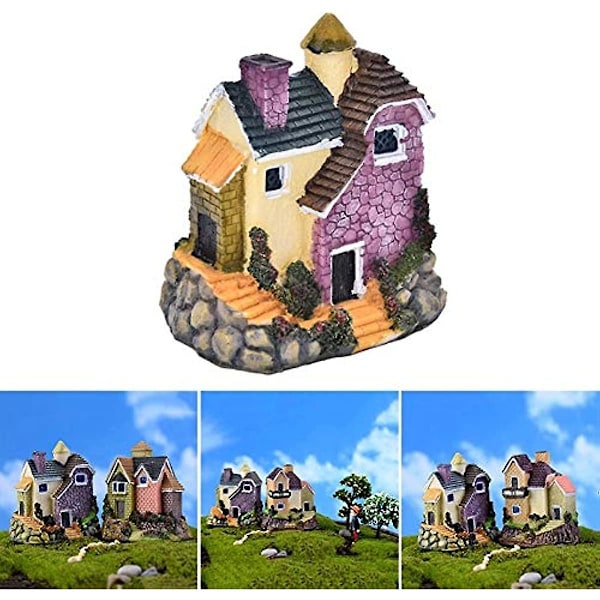 Miniatyrhalmtakhus  Fehave Miniature Resin Halmtakhus Mikro Landskab Ornament Dekoration Fødselsdag Gave Tilfældig Stil