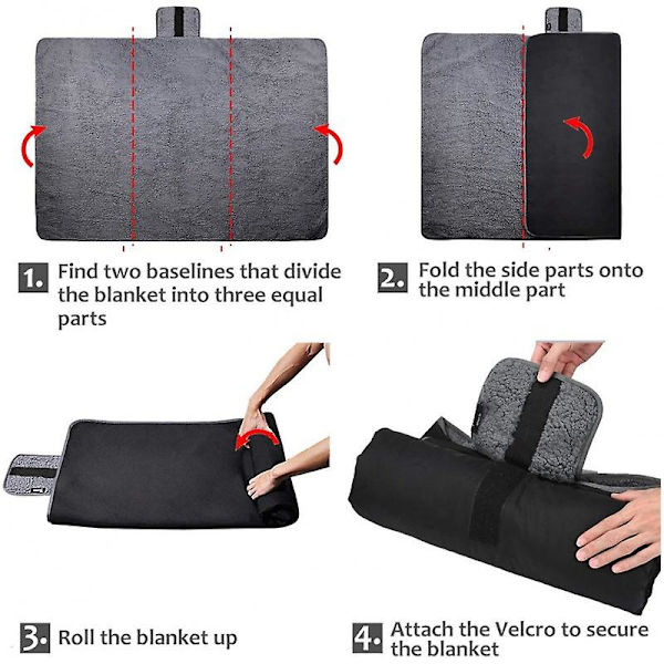 Varmt, transportabelt, foldbart campingtæppe, udendørs vandtæt stadiontæppe Black 130*150cm