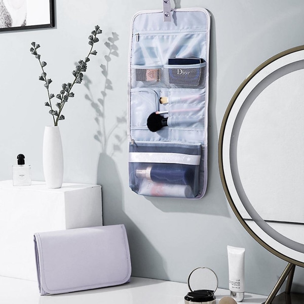 Ny Polyester Vasketaske Lazy Bærbar Kosmetiktaske Hjem Toiletartikler Opbevaringstaske grey