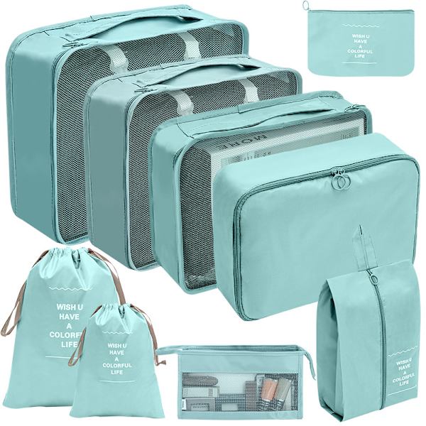 9 Set Packkuber Resväskor Packningsorganisatörer För Reseaccessoarer blue
