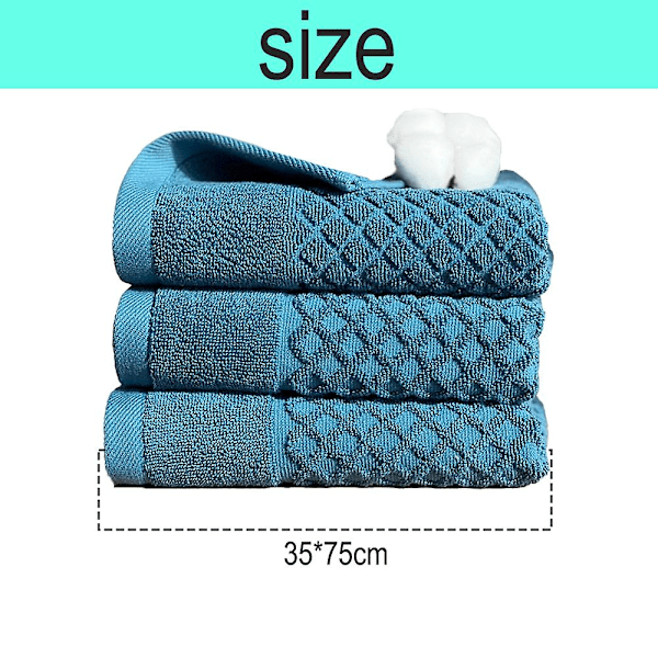 100% bomulls handdukar i ringblomma, 3 mjuka handdukar för badrum, mycket absorberande (set om 3) Pine Ink Blue