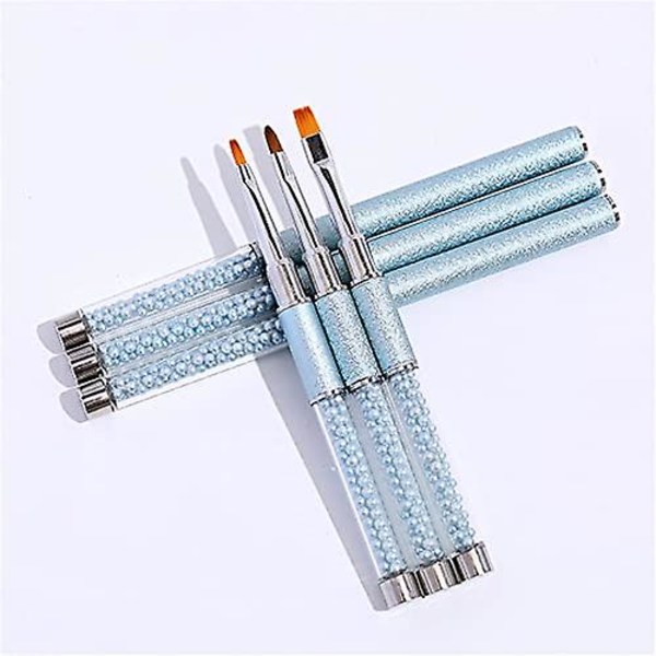 Akryl nagelkonst borstar set med lock, 10 st Kolinsky Sable hår akryl strass handtag nagelkonst pennor, nagelkonst tips builder borste, nagellack borste