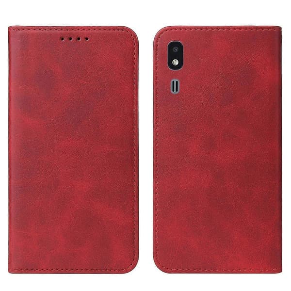 Læder telefoncover med magnetlukning til Samsung Galaxy A2 Core / A260 Red