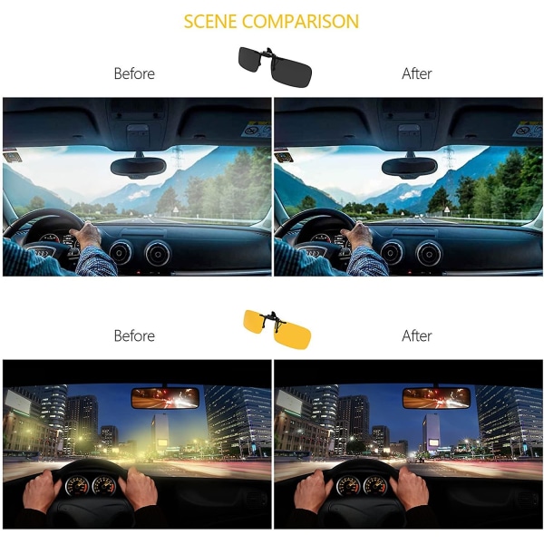 Clip-on solbriller 2-pakning, polariserte linser som passer over reseptbelagte briller, flip-up Style 1