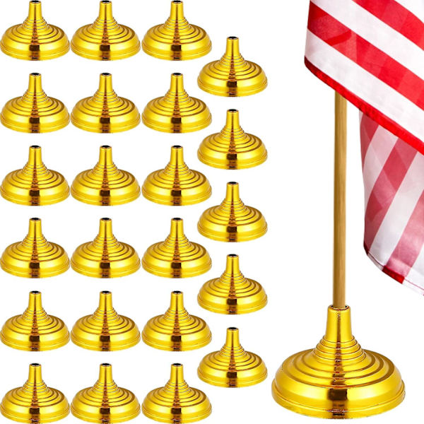 24 st bordsflaggstångshållare Mini flaggstångshållare Guld Mini flaggbaser Stånghållare Flaggstångshållare Mini pinne flaggstångshållare Bordsdekoration Flaggstativ