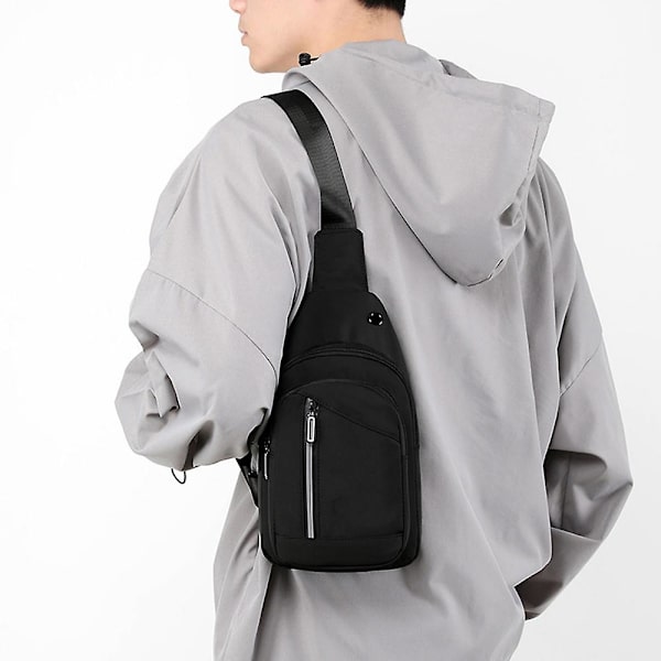 Ny Brysttaske Herre Vandtæt Nylon Skuldertaske Brysttaske black