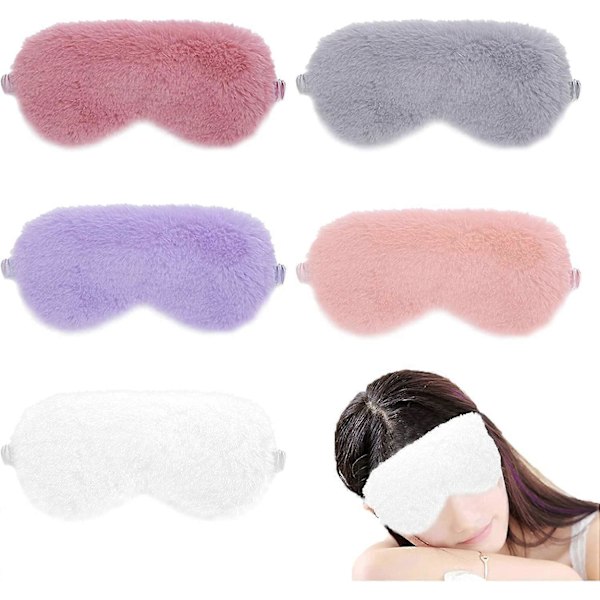 5 Stycken Sovmask, Plysch Ögonmasker, Sovresemask, Plyschmask Ögonöverdrag för Kvinnor och Barn