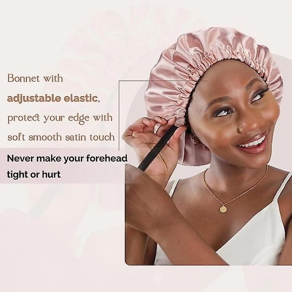 Satin Bonnet Silkehue til Sovning, Justerbar Satin Nattehue Yellow