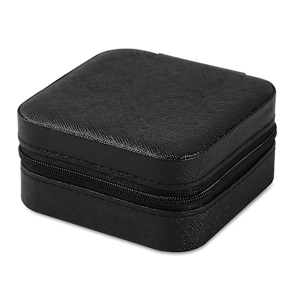 Bærbar Rejse Mini Smykkeskrin Læder Smykker Ring Organizer Etui Opbevarings Gaveæske Piger Kvinder (sort).
