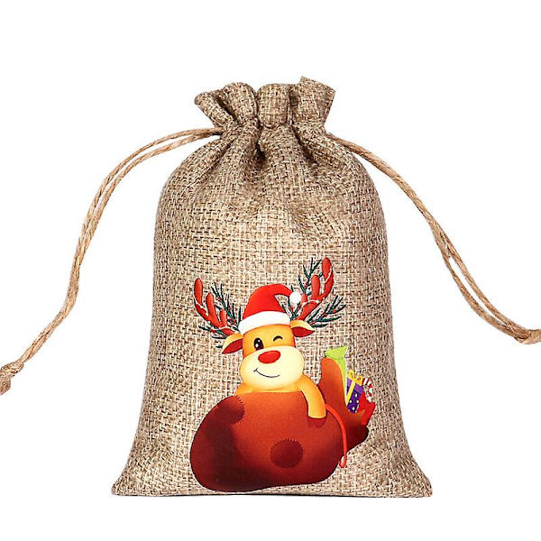 (l)12 Pack Jute Julväskor Med Dragsko