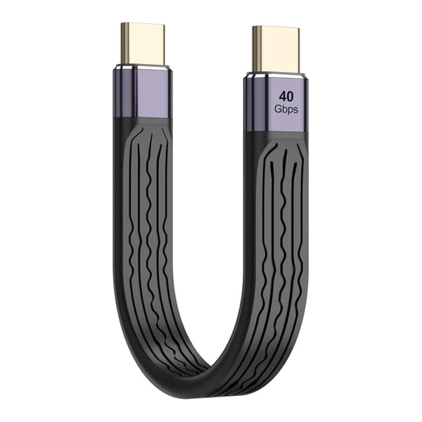 Kort USB C-kabel, 5,25 tommer, 100 W, USB C, hann til C, hann USB 4.0 hurtiglading, 40 Gbps, dataoverføring, myk kabel, FPC, Mini USB C-kabel for Mo