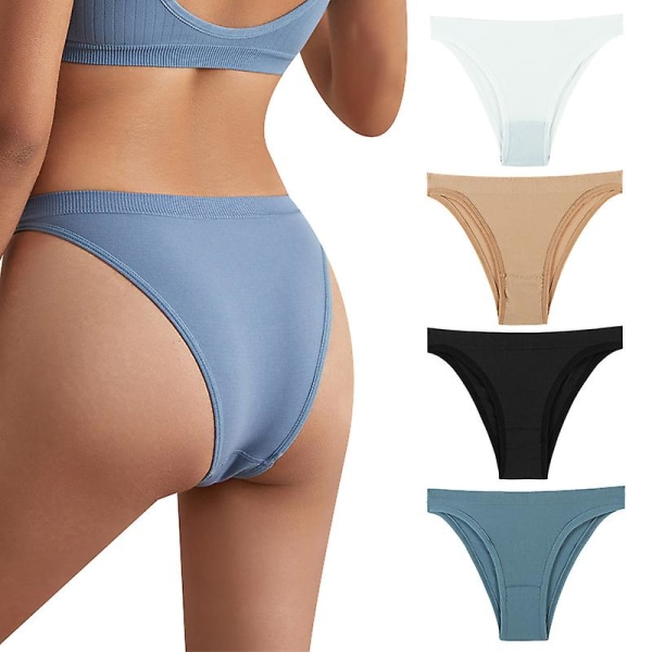 4-pack lågt skurna trosor för kvinnor, andningsbara mjuka stretchiga underkläder GROUP 2 L