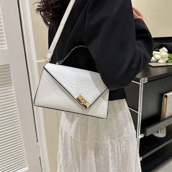 Enkel retro handväska ny mode casual konstläder axelväska liten väska flicka white