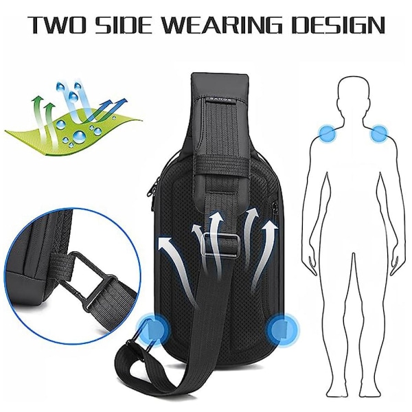 Miesten vedenpitävä olkalaukku, USB-crossbody-laukku, rento miesten olkalaukku grey