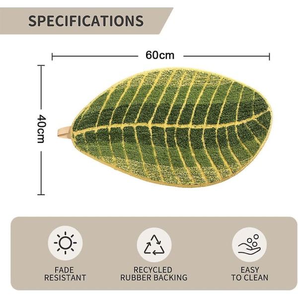 Enkel bladform Badrumsabsorberande golvmatta Matta Hushållsflockande badrumsdörr Halkfri golvmatta