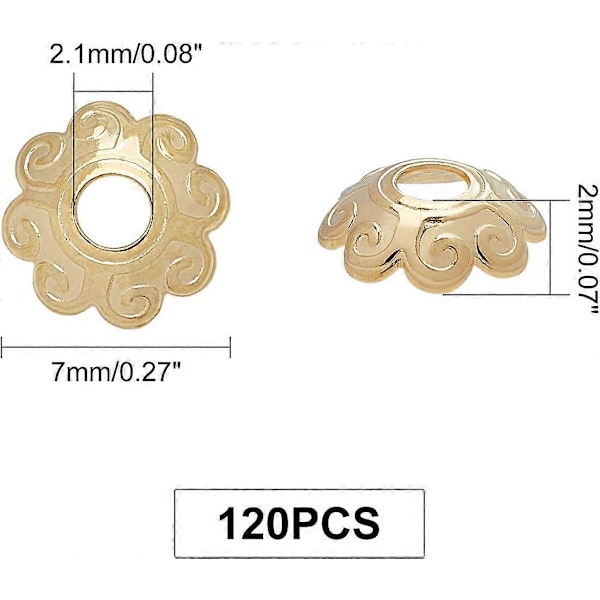 Ca. 120 stk. 8-bladet blomst perlehetter gyldne avstandsstykker endestykker hule perler endestykker rustfritt stål perlehette avstandsstykker for armbånd halskjede smykker Maki