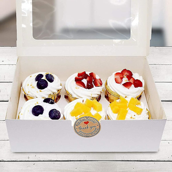 15 stk. Heilwiy hvide bagerkasser med vindue, papir gaveæsker til bagværk. Cupcakes