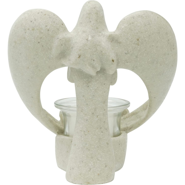 Änglafigur Ljusstake, Kondoleansgåva med Flimrande LED-Ljus, Sorg, Begravning, Minnesgåva, Heminredning