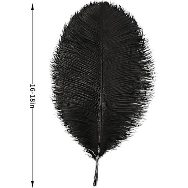 Sorte Strudsefjer Bulk - 40-45 cm 10 stk. Fjer til Vase, Bryllupsfest Midterstykker og Boligdekorationer (sort)