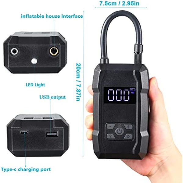 Sähköinen polkupyörän pumppu 6000 Mah akku Ilmapumppu Polkupyörän sähköinen kaikki venttiilit 150 Psi sähköinen polkupyörän pumppu Sähköinen ilmapumppu