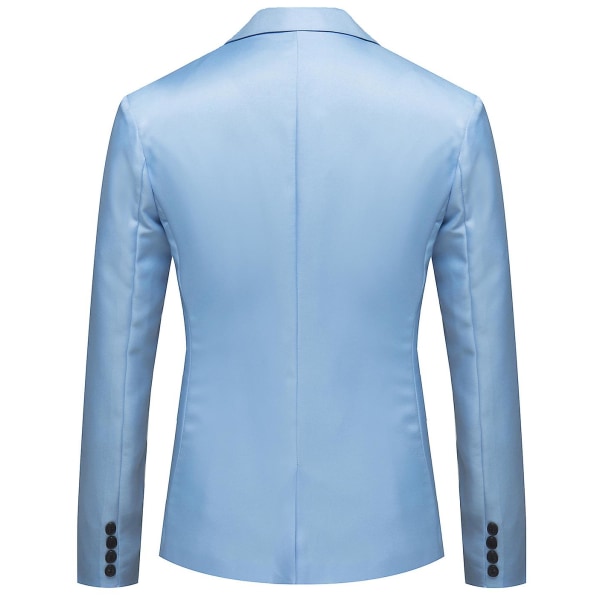 Herr Business Casual En Knapp Slå Revers Enfärgad Blazer Kostymjacka Sky blue XL