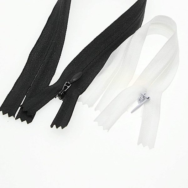 20\" Osynlig Nylon Dragkedja För Diy Skräddare Sy Hantverk 10 Stk/förpackning (svart&vit, 20 tum)