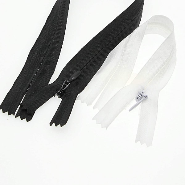 20\" Usynlig Nylon Lynlås Til DIY Skrædder Syning Håndværk 10 Stk/pakke (sort&hvid, 20 tommer)