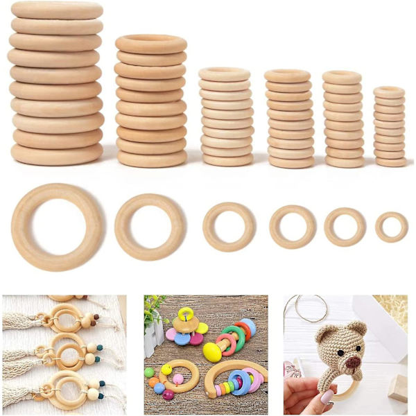 60 st träringar ofärdiga makramé träringar för hantverk DIY, smyckestillverkning, 30mm, 40mm, 50mm, 60mm, 70mm