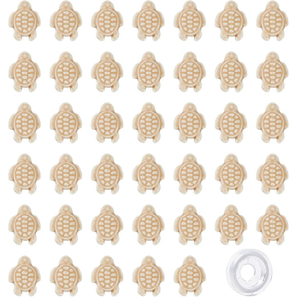40 stk. skilpaddeperler i bulk, porselensskilpaddeperler, utskårne havdyr, avstandsperler, elastisk tråd for DIY smykkelaging