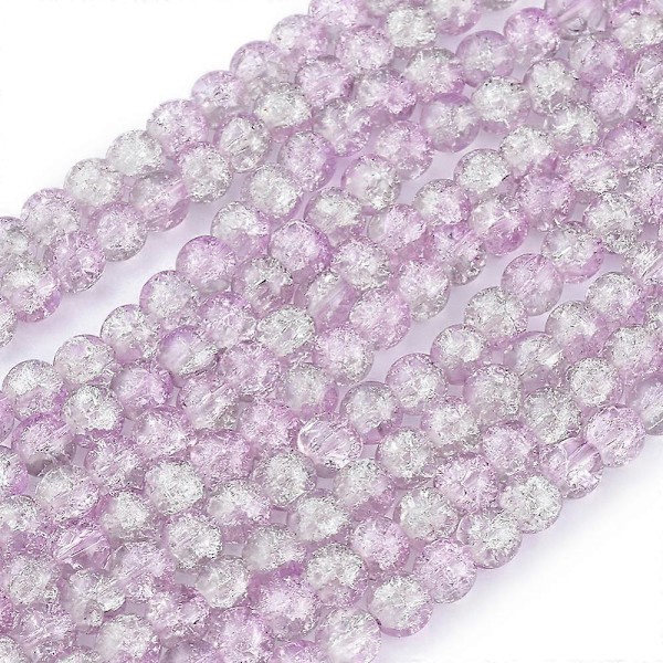 1 strengs crackeleret glas perler, runde blomme 8mm hul: 1.3~1.6mm 80 cm