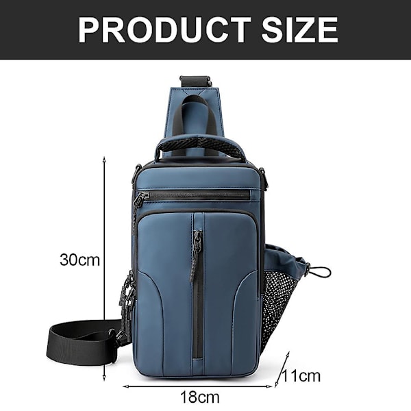 Ny herr multifunktionell bröstväska nylon axelväska vattentät rymdtyg liten ryggsäck blue