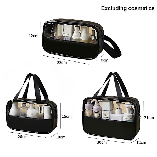 Sy transparent kosmetisk väska Pvc bad kosmetisk väska Pu vattentät stor kapacitet set black