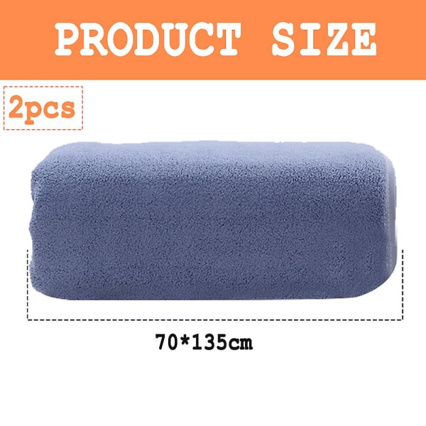 2 st badlakan i överdimensionerad storlek 70*135cm badlakan snabbtorkande handduk, ultra mjukt absorberande handduksset Blue