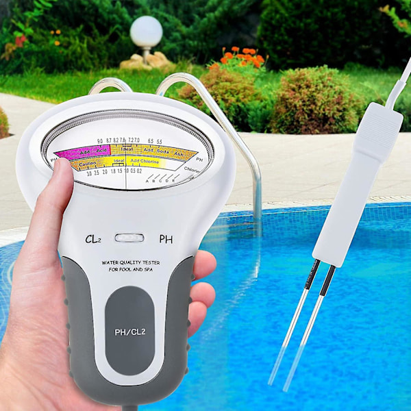 2-i-1 Klor & Ph-mätare Simbassängstestare, Cl2 Nivåmätare Test Spa Vattenkvalitetsanalys Övervakning Monitor Analysator, Handhållen Bärbar