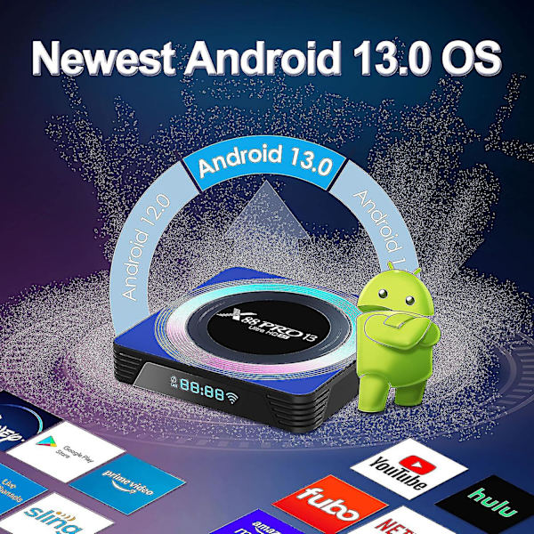 Android TV-box 13.0, 2023 senaste X88 Pro-13 Android TV-box 4 GB RAM 64 GB ROM Rk3528 Chipest 8k TV-box Stödjer Wifi6 2.4/5.8g Wifi Bt5.0 /3d /h.265 Andr
