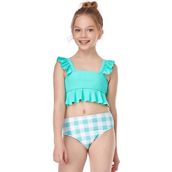 Flickor Badkläder Liten Volang Sommar Strand Split Badkläder Bikini blue 104