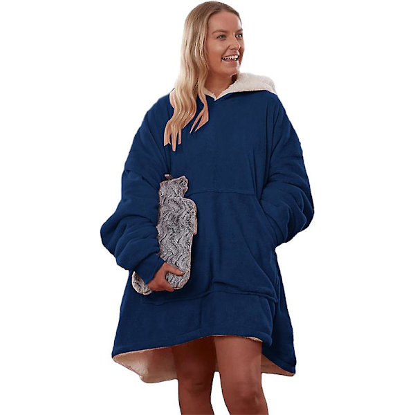 Huvtröja med ultra mjuk Sherpa-foder Varm mysig filt Blue