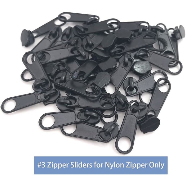 50 st #3 Svarta dragkedjor i bulk för nylon dragkedjor reparation för tygpåsar bagage plånböcker tillbehör (#3 Svart dragkedja - 50 st)