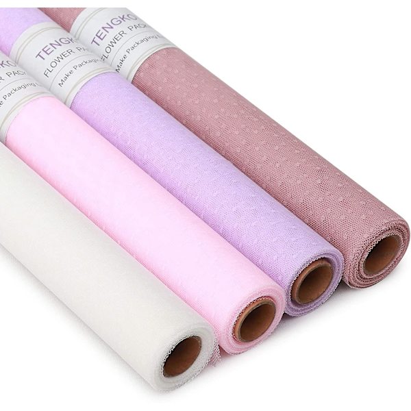 Koreansk blomsterförpackningsnätpapper Diy prickig blombukett presentförpackningsmaterial hantverksnätpapper floristtillbehör semesterbröllop födelsedag Tion 50cm