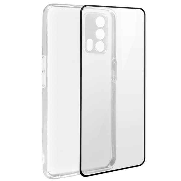 Etui til Realme GT Silikone Blød og Hærdet Glas sort Black