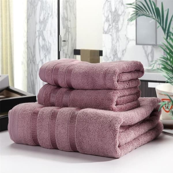 Bambusfiber 2-delt Oversized Badehåndklæde, Superbløde Badehåndklæder, Meget Absorberende, Komfort Purple